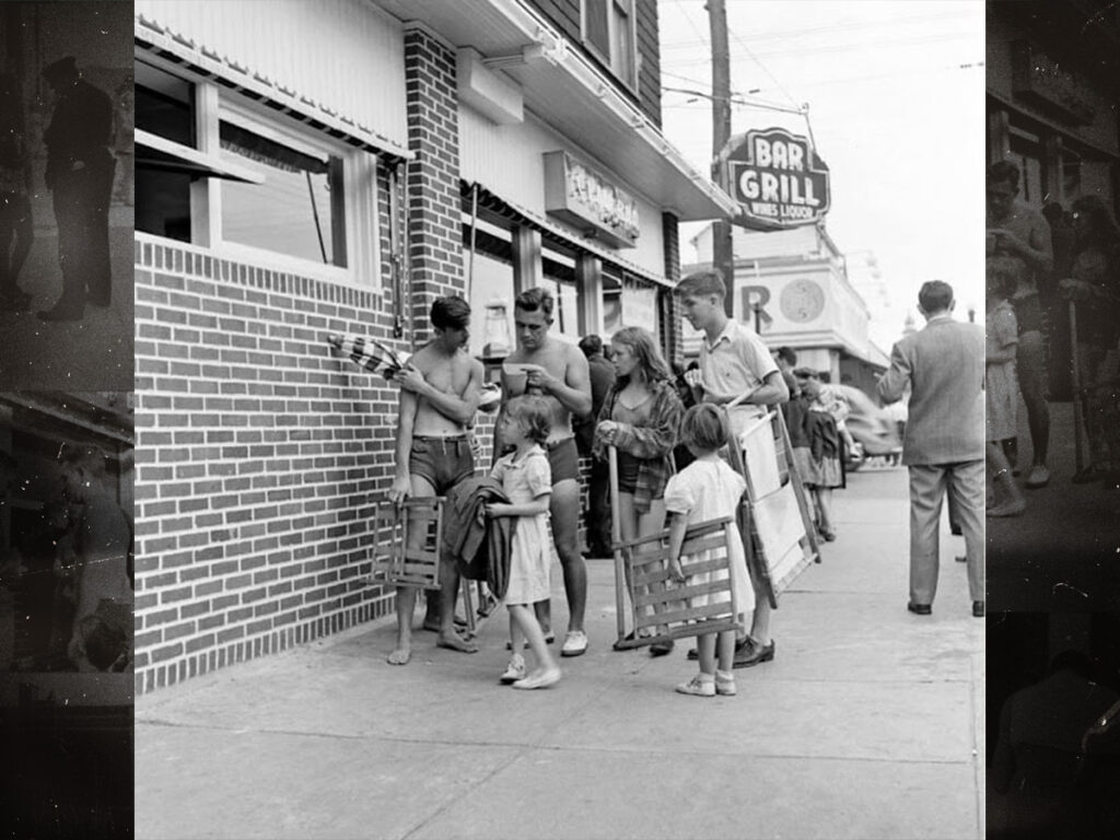 Photographs of people being ticketed for ‘indecent exposure’ at Rockaway Beach, New York in 1946
