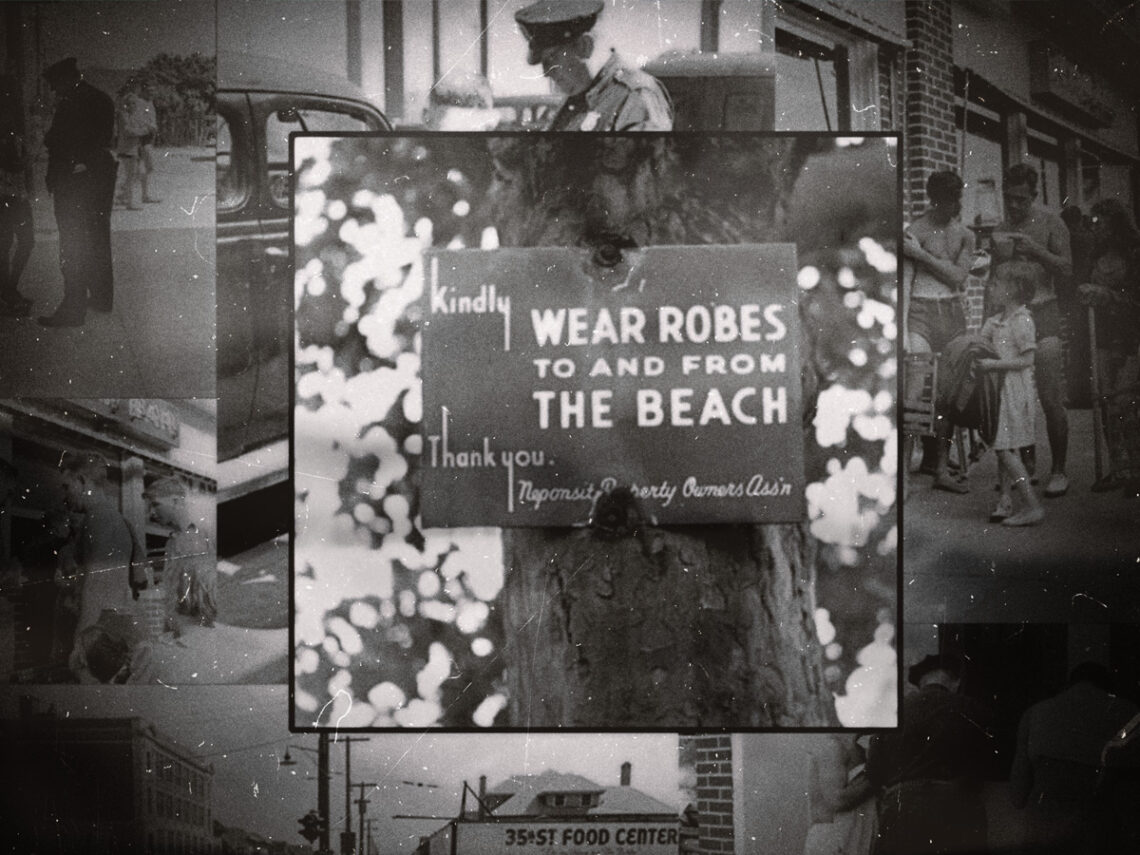 Photographs of people being ticketed for ‘indecent exposure’ at Rockaway Beach, New York in 1946