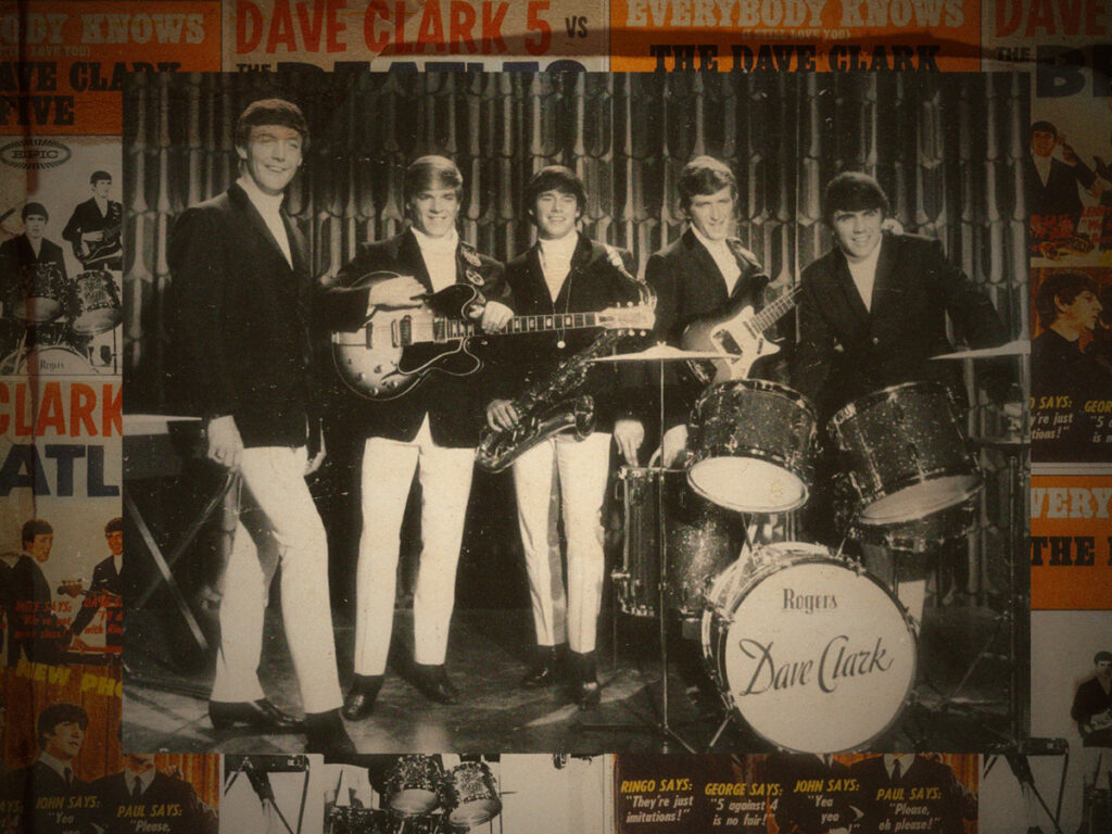 Publicity photo of The Dave Clark Five from their cameo performing appearance in the US film Get Yourself a College Girl.
