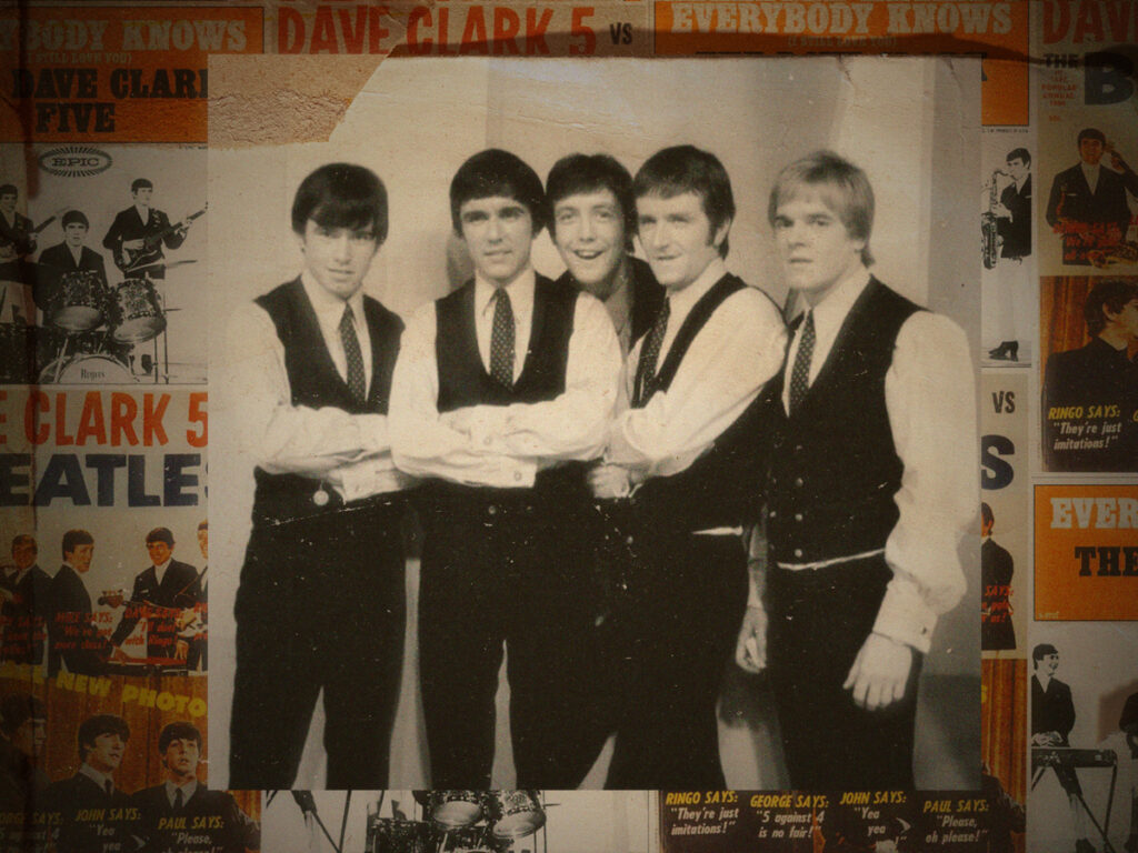 Publicity photo of the rock group The Dave Clark Five from an appearance on Ed Sullivan Show