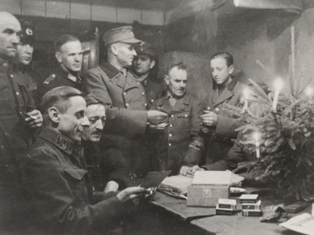 German Volkssturm soldiers celebrating Christmas in 1944, East Prussia.