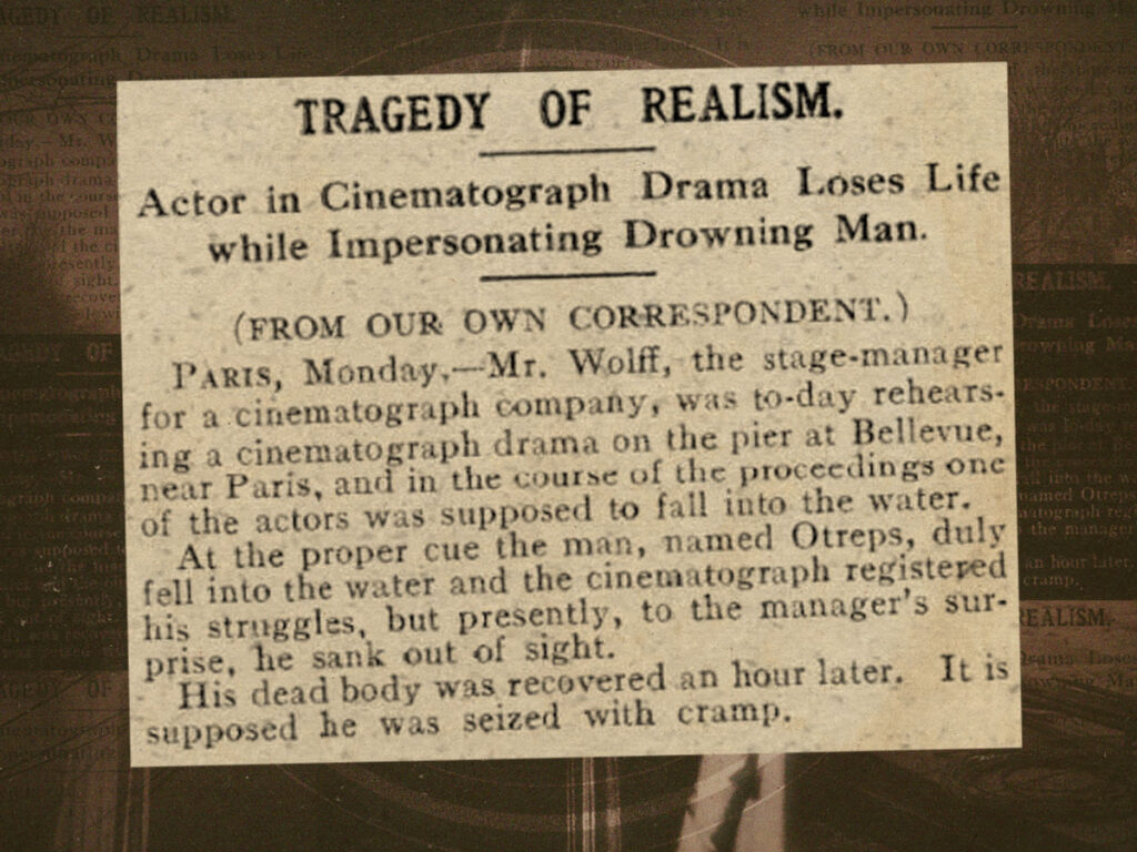Press cutting reporting the tragic incident, June 1909.