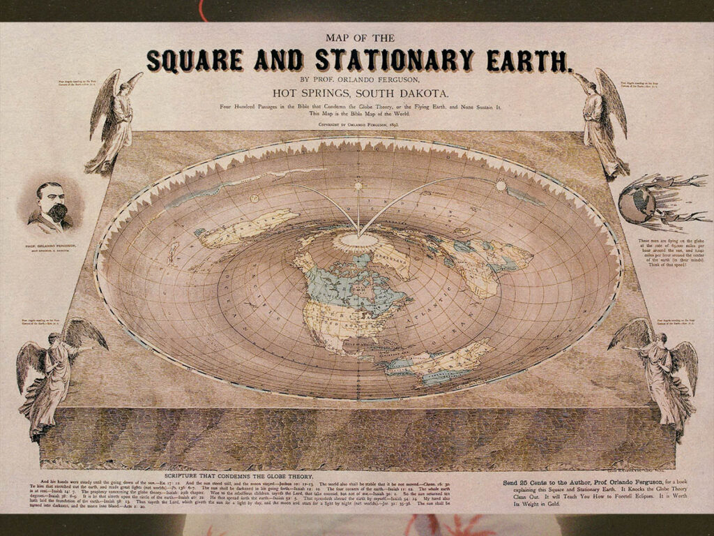 Flat Earth map drawn by Orlando Ferguson in 1893