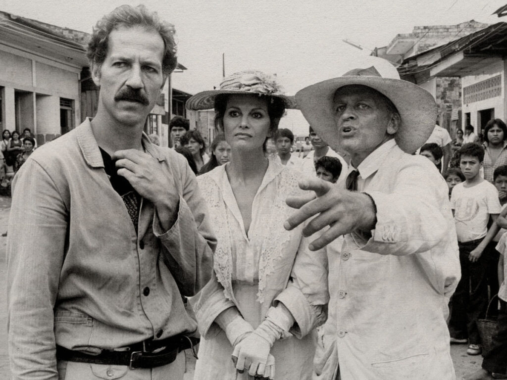 Werner Herzog, Claudia Cardinale and Klaus Kinski in 1982.