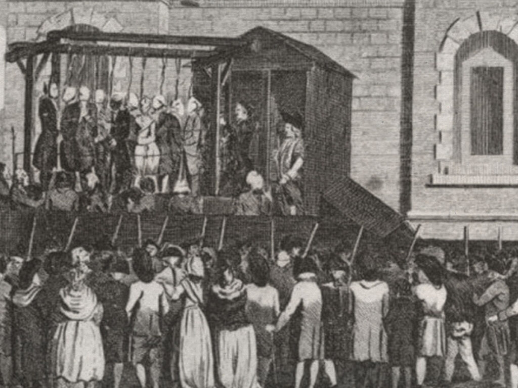 Hangings at Newgate Prison, London. 1700s.