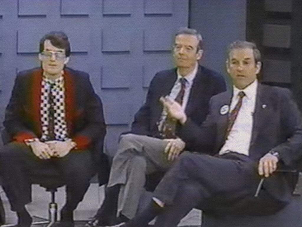 Ron Paul appears on The Morton Downey Jnr show in 1988.