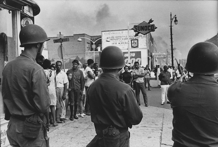 National Guardsmen and city residents