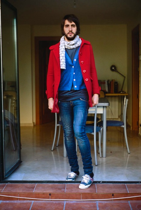 man in gf's jeans