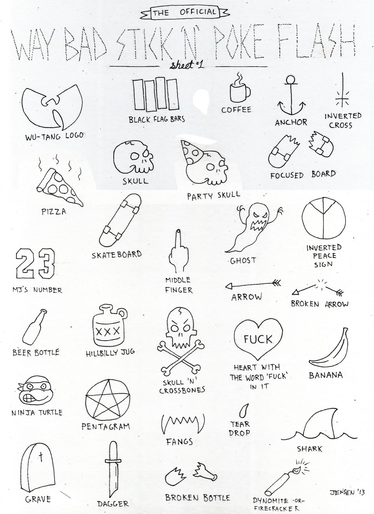 Stick n' poke flash sheet