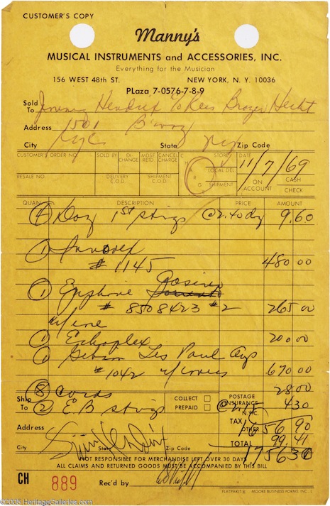 Hendrix receipt