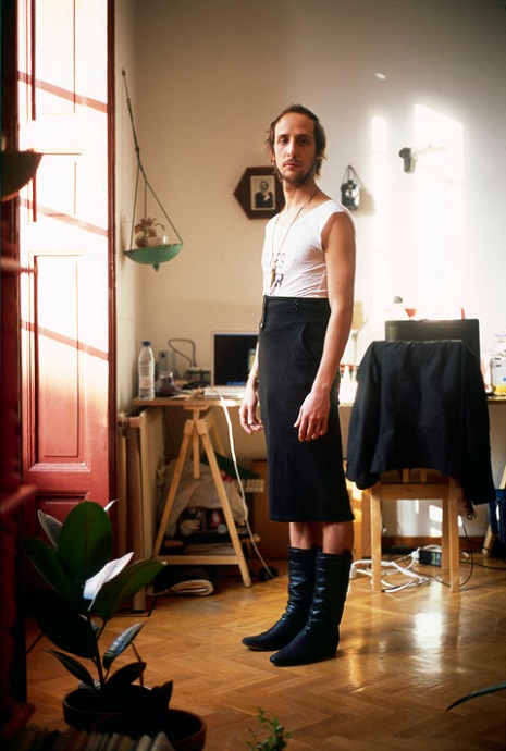 man in pencil skirt